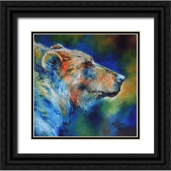 Baldwin, Marcia 12x12 Black Ornate Wood Framed with Double Matting Museum Art Print Titled - Bear Abstract