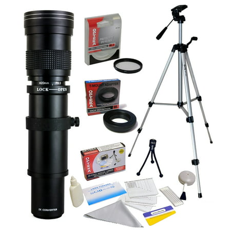 Opteka 420-1600mm Telephoto Lens with Filter and Tripod for Panasonic Lumix DMC G9, GH5, GX850, G85, GX8, G7, GM5, GH4, GX7, GH3, Olympus PEN E-PL7, P5, PL5, PM2, PL1, PL2 Micro Four Thirds