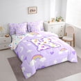 thumbnail image 2 of Castle Fairy Love Heart Print Letter R Twin Bedding Sets 7-Piece for Kids,Cartoon Rainbow Bedding Comforter Set, 2 of 7