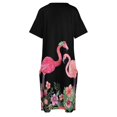thumbnail image 4 of Vestido de flamenca con flores tropicales para mujer, diseño rosa magenta, vestido con cremallera para el pelo, 4 of 6