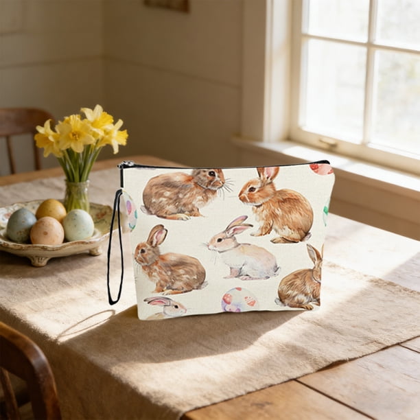 Bolsa de almacenamiento de Pascua, bolsa de aseo de viaje con cadena y asa antideslizantes, bolsa de almacenamiento de cosméticos, bolsa de lavado portátil, adecuada para regalos navideños y campament