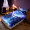 thumbnail image 5 of Homewish Blue Galaxy Twin Sheets for Kids Girls, Stars Moon Waterfall Bedding, 3 Pieces, 1 Flat Sheet, 1 Fitted Sheet and 1 Pillowcase, 5 of 6