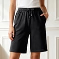 thumbnail image 2 of WAYUTE Womens Shorts Plus Size Straight Leg Elastic Waist Summer Beach Shorts with Zip Pockets and Drawstring Casual Bottoms,Black,6XL, 2 of 6