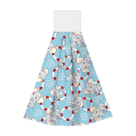 

Adobk Baby Elephant Print Coral Velvet Hand Wipes Fashion Hanging Kitchen Towel for Bathroom Washcloth Absorbent Tie Towel