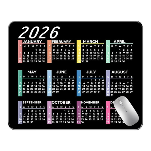 Alfombrilla de ratón para el calendario 2026 | Esterilla compacta para escritorio en la oficina | Distribución de 12 meses enero-diciembre | Base de goma antideslizante grande | Precisión mejorada