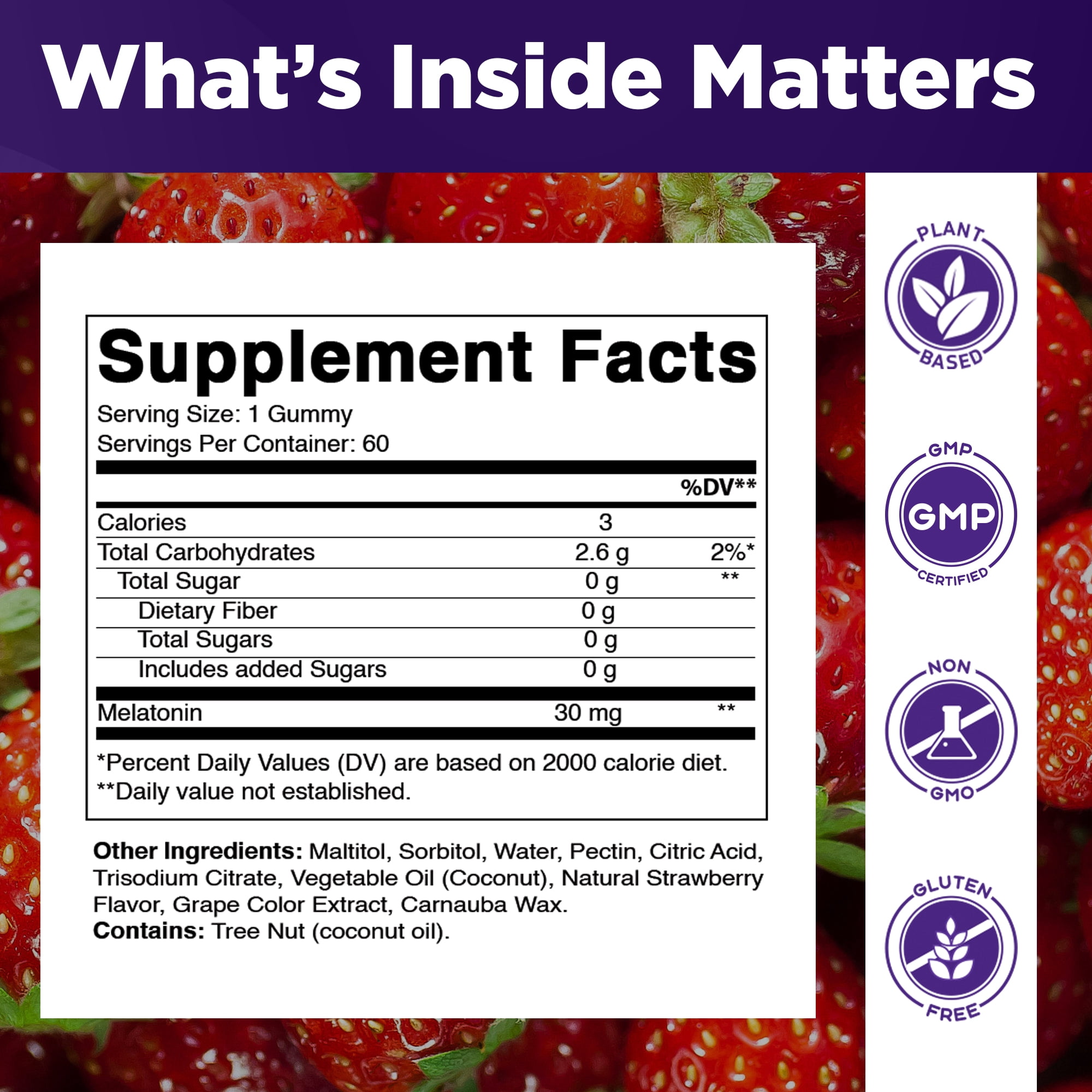 (2 pack) Vitamatic Sugar Free Melatonin 30mg per Gummy - 60 Servings - 60 Vegetarian Gummies - Non-Habit Forming Supplement