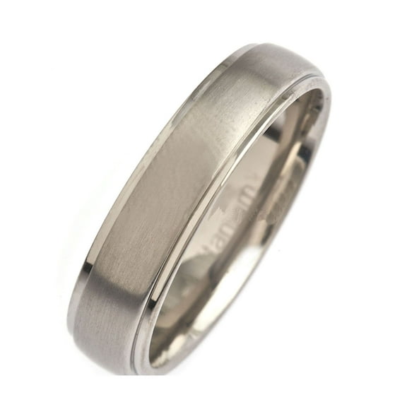 Metals Jewelry Men's / Women's 5mm Brushed Polished Edge Titanium Comfort Fit Wedding Ring Size 10