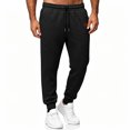 thumbnail image 5 of Men Waffle Jogger Pants Drawstring Elastic Waist Sweatpants with Pocket,Casual Comfy Home Outdoor or Sports Daily Wear,Black,XL, 5 of 9