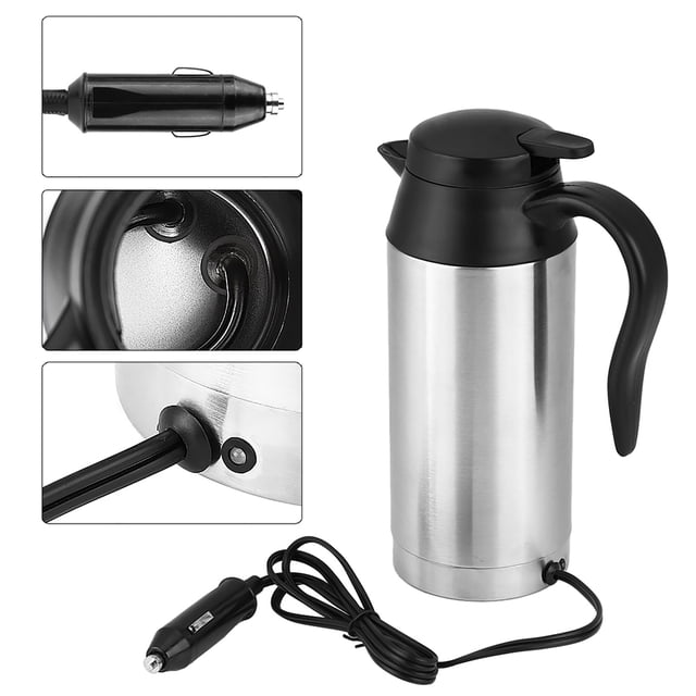 Car Electric Kettle,750ml DC 12V Hot Water Kettle Fast Boiling Car Stainless Steel Lighter Heating Kettle Mug Electric Travel Thermoses for Travel Use