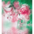 thumbnail image 3 of Spring Duvet Cover Set, Refreshing Rose Petals and Butterfly Water Romance Beauty Bouquet Design, Decorative 3 Piece Bedding Set with 2 Pillow Shams, Queen Size, Jade Green Pale Pink, by Ambesonne, 3 of 3