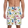 thumbnail image 1 of Balery Cute Dinosaur Pantalones cortos de pijama de punto de algodón para hombre con cinturilla y bolsillos-Small, 1 of 6