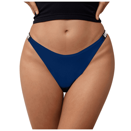 Fulorrnie Low Rise Seamless Women s G String Panty Breathable Workout Underwear Thong Waistband No Show Comfort Brief  Blue  S