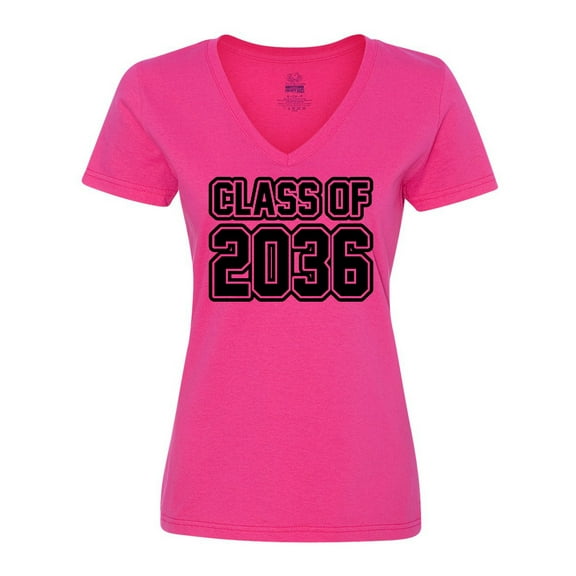 Inktastic Class of 2036 in Black Outlined Text Women's V-Neck T-Shirt