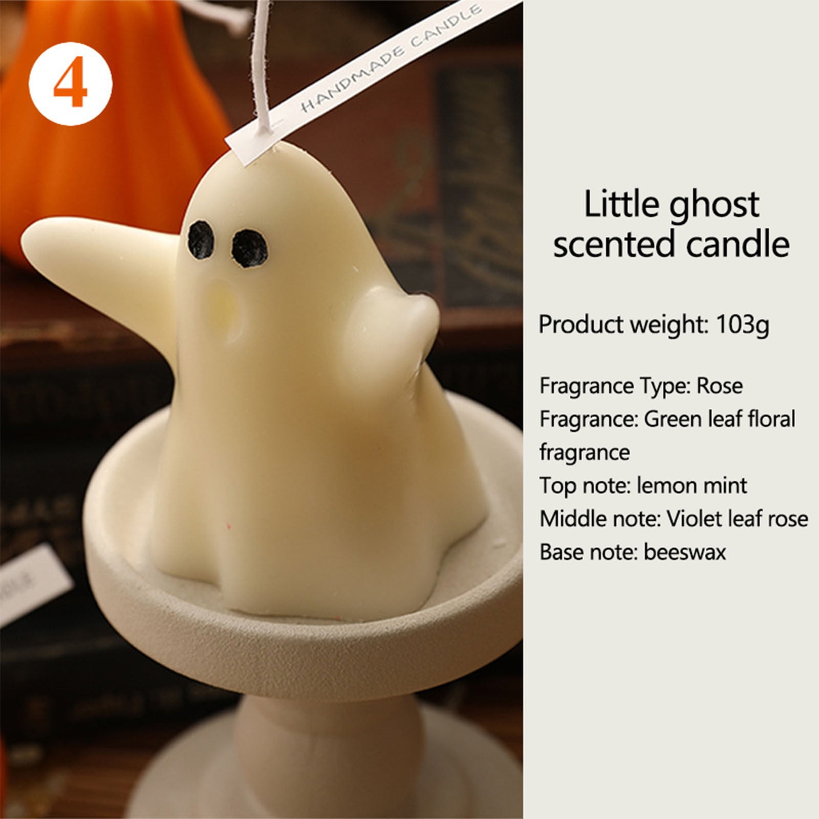 Bougies Décoratives Halloween - Lot De 4 Fantômes Et Citrouilles - Cire De Soja - Parfumées