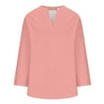 thumbnail image 4 of Women's Plus Size Boho Top - Long Sleeve Solid Blouse - Spring Trendy Loose Fit - V-Neck Casual Shirt | Baberdicy | Women Long Sleeve Solid Color Tops Spring Trendy Plus Size Boho (Pink | L), 4 of 6