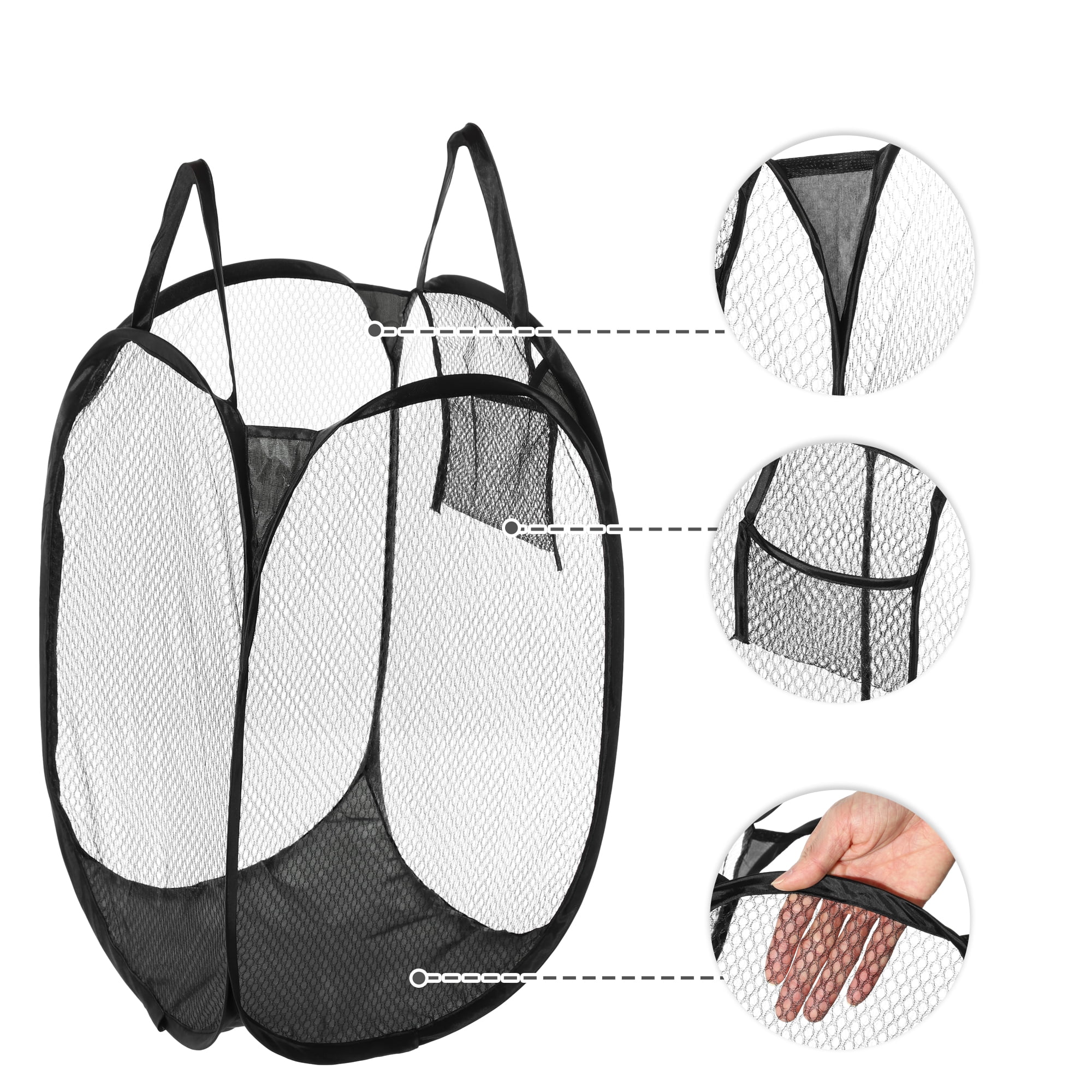 Unique Bargains Durable Folding Laundry Hamper for Bathroom 1 Pc Black