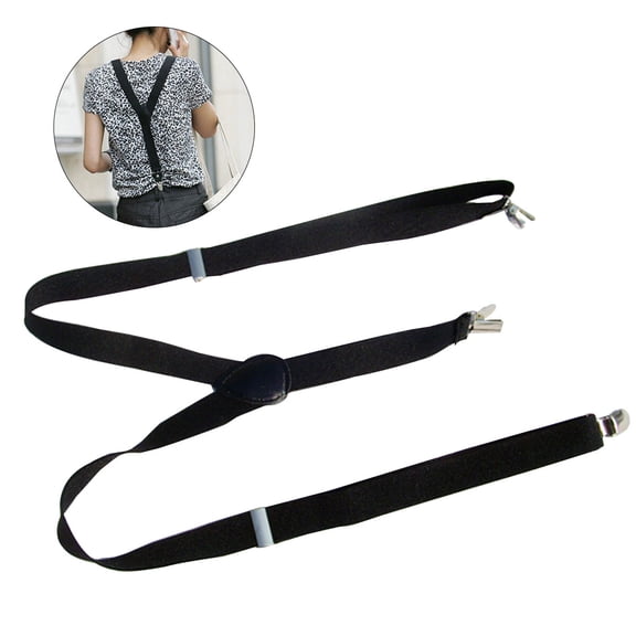 HEANUJJ Black Suspenders for Women 1Set Elastic Casual Wear Anti Slip Fixing