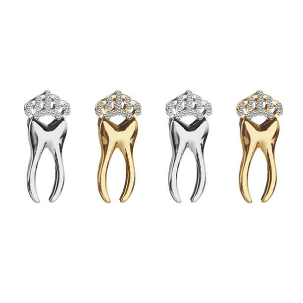 4 PCS Brooch Golden Forma de dientes Broche Mini Aleación Broche Silver Broche Decoración