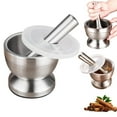 thumbnail image 2 of Stainless Steel Mortar and Pestle Set with Silicone Lid & Anti-Slip Base, Rustproof Spice Grinder Pill Crusher, 3.3x3.3 In, Mortar, 2 of 9