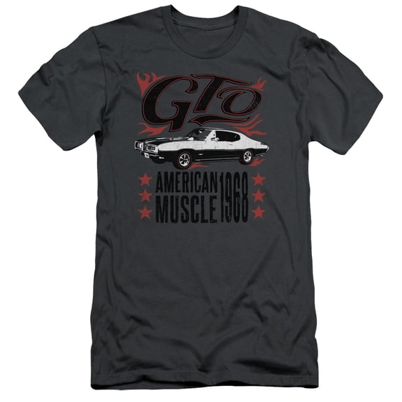 Pontiac Gto Flames Adult 30/1 T-Shirt Charcoal