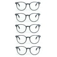 thumbnail image 2 of EYE ZOOM 5 Pack Retro Round Plastic Frame Reading Glasses for Men and Women, Black, +3.00, 2 of 5