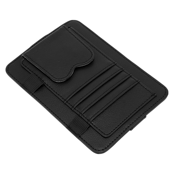 Clip para gafas de sol del coche Unique Bargains, soporte universal para gafas de sol en el parasol del coche, cuero negro 15.7x11.7cm 1 Pcs