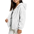 thumbnail image 4 of Lmnyox Kid's Fleece Jackets Winter Warm Solid Color Zip Up Coats Casual Hooded Jackets with Pockets, 4 of 6