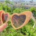 thumbnail image 4 of Cute Women Heart Sunglasses Fashion Shiny Bling Diamond Sunglasses Polygonal Pink Rhinestone Sunglasses UV Protection, 4 of 9