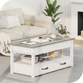 thumbnail image 6 of Wood Lift Top Coffee Tables with 2 Storage Drawers & Hidden Compartment for Living Room Office, White, 6 of 8