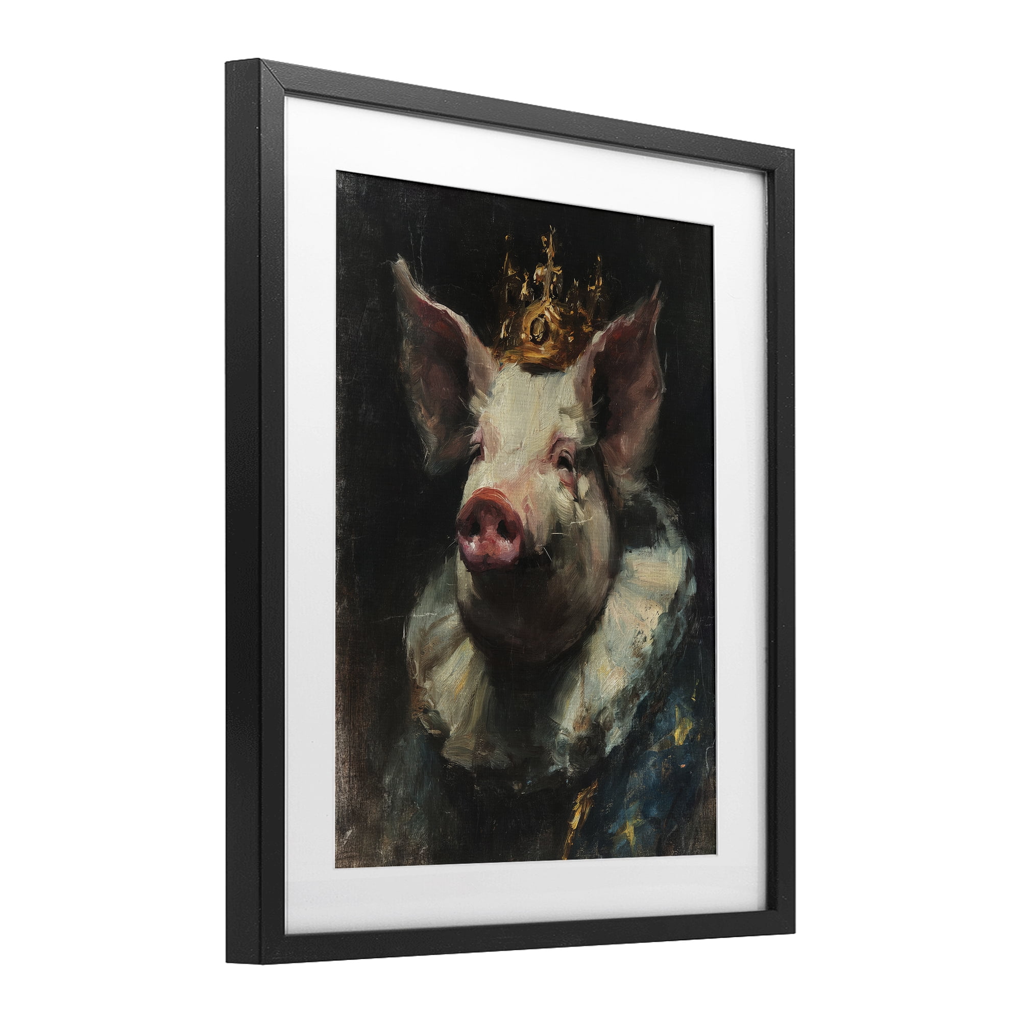 Stupell Industries Crowned Imperial Pig Black Framed Print Under Glass, design by Svetlana Aleynikova