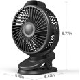 thumbnail image 2 of Ventilador portátil con clip, pequeño ventilador USB a batería, ventilador mini recargable de 3 velocidades con pantalla LED, ventilador de escritorio de enfriamiento personal de 360° para, 2 of 7