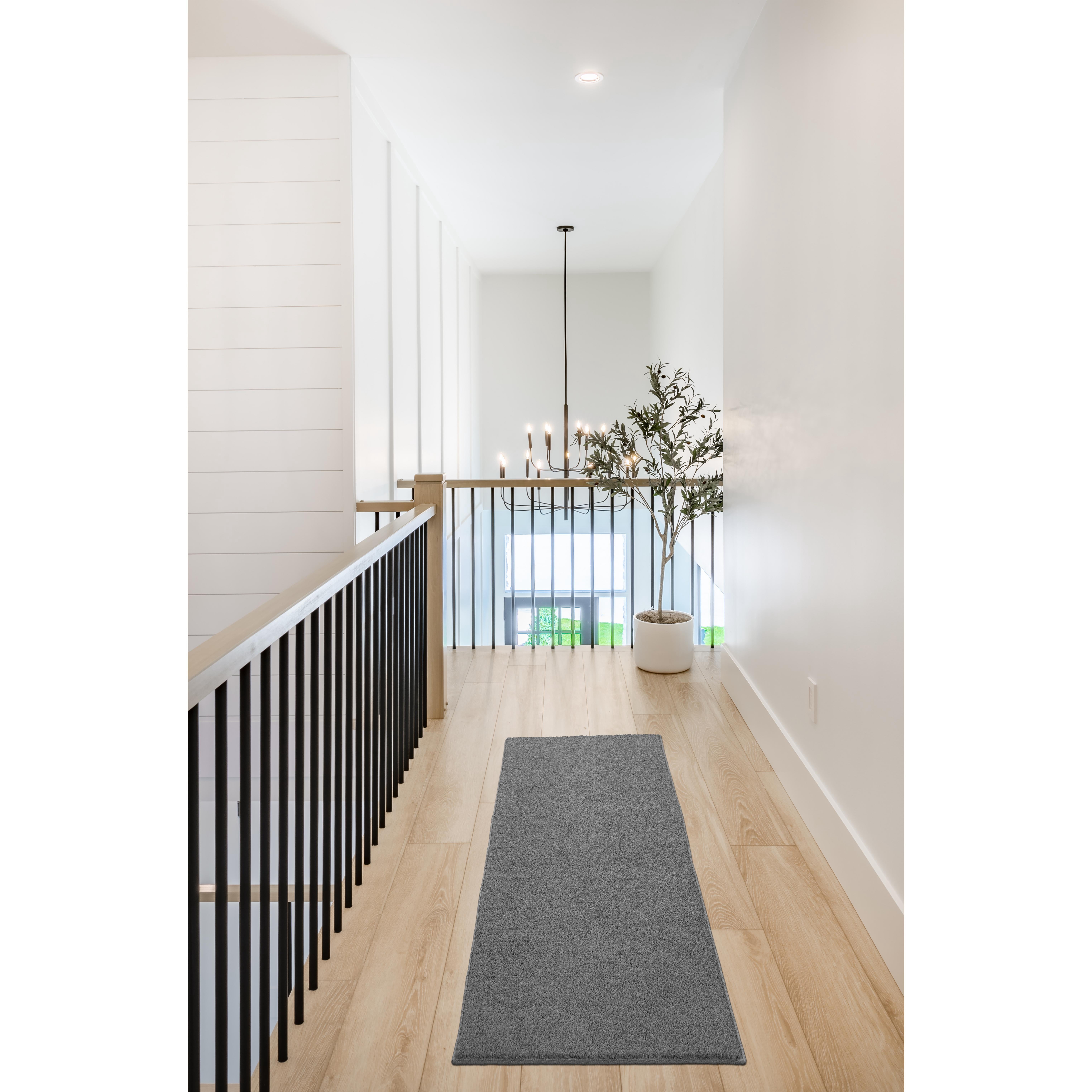 Garland Rug Palmer Plush Washable Cinder Gray Indoor Runner Rug, 2' x 6'