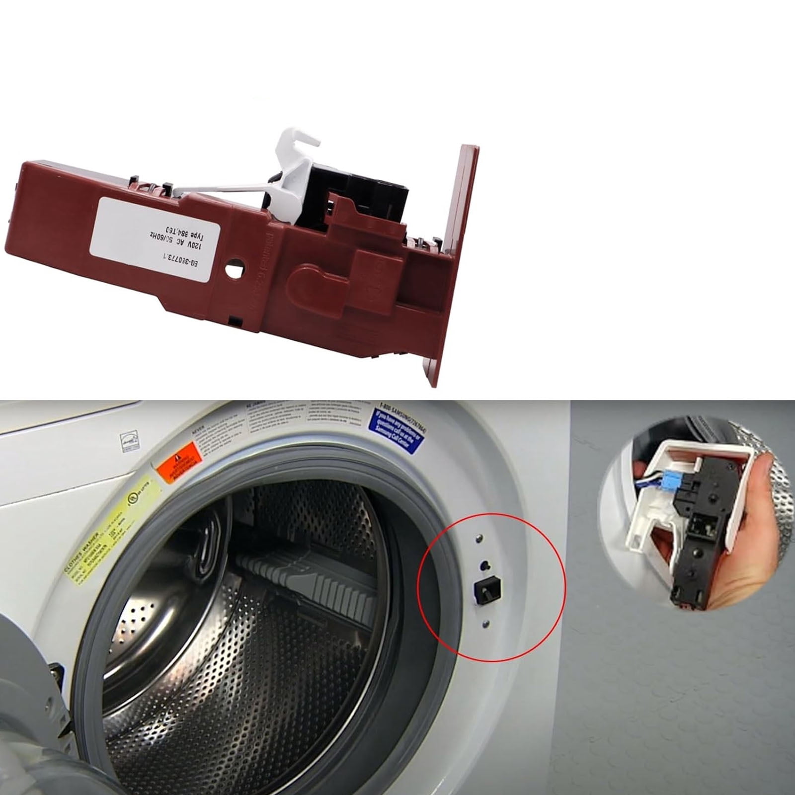 Washer Dryer Door Lock Switches Replacement Part Heavy Duty Plastic Texture Safety Lock Mechanism for Top Load Models