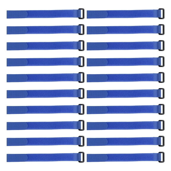 20pcs Hook and Loop Straps 3/4-inch x 18-inch Securing Straps Reusable Fastening Cable Tie (Blue)