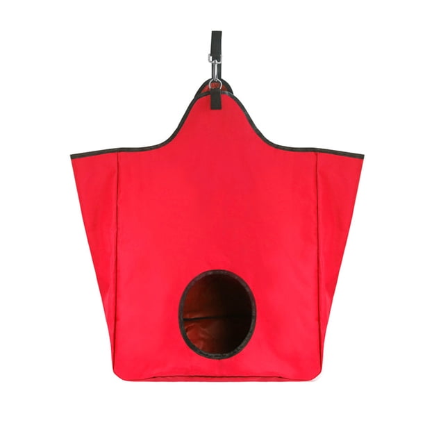 Naiovety Bolsa de alimentación lenta para animales, tela Oxford, bolsa de gran capacidad para colgar, bolsa de almacenamiento de paja, bolso Cuidado ecuestre y deportes Rojo Naiovety OD025172-04