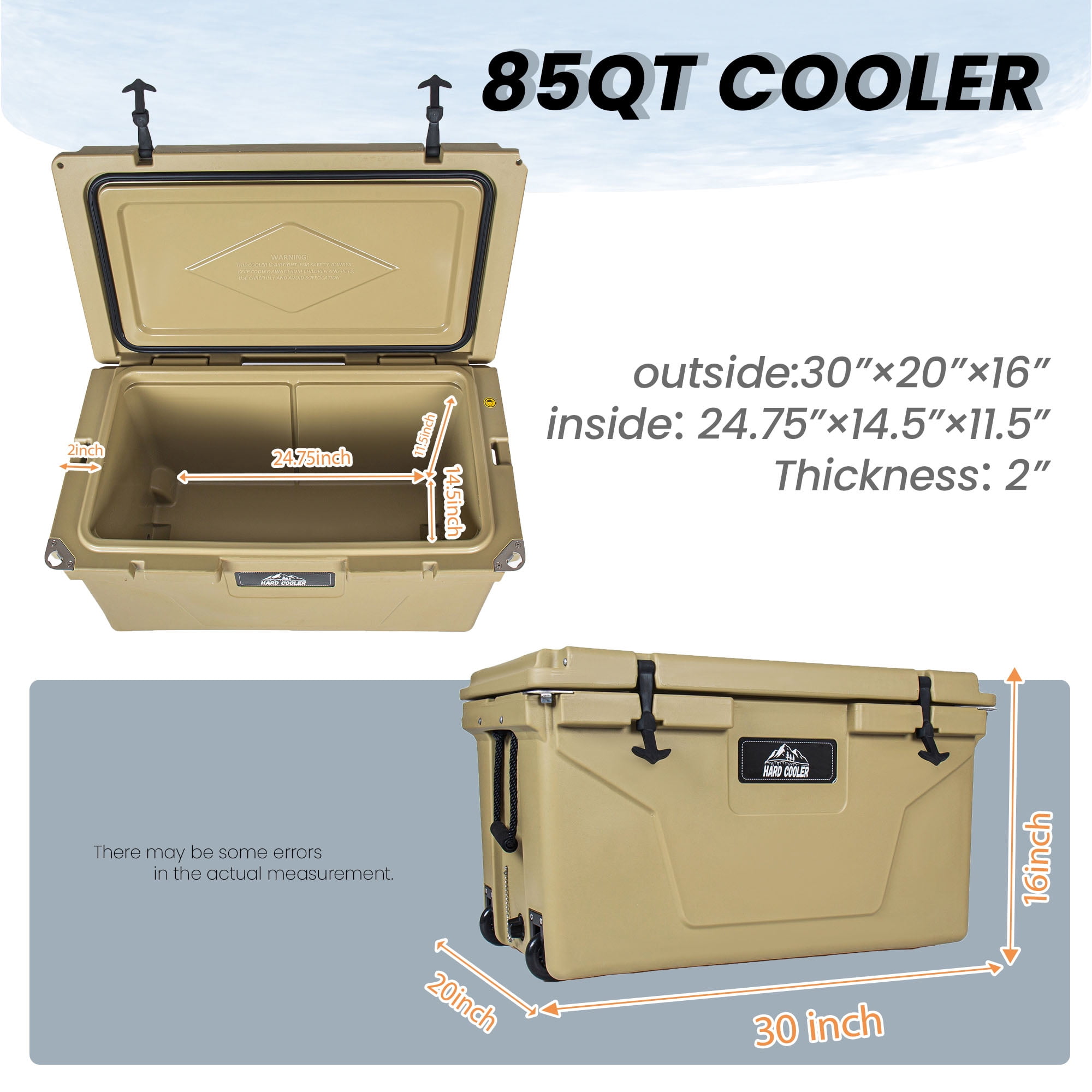 85 Quart Bear-Resistant Rotomolded Ice Chest – Ultra-Tough Insulated Cooler with 6-Day Ice Retention for Camping, Fishing, Job Site & Off-Grid Adventures
