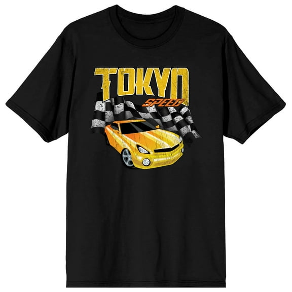 Car Fanatic Tokyo Speed Crew Neck Short Sleeve Men's Black T-shirt-Small