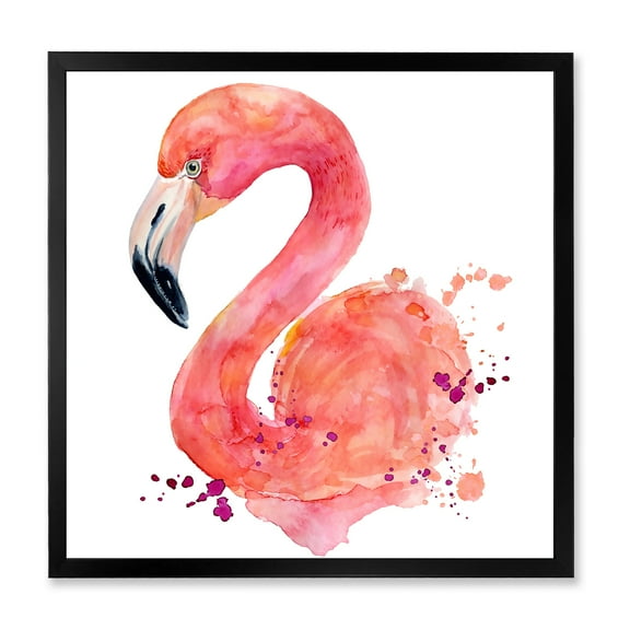 Designart 'Abstract Portrait of Pink Flamingo I' Farmhouse Framed Art Print