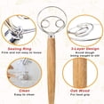 thumbnail image 3 of SUTENG 2 PCS Dough Whisk Bread Mixer - 13.5in Stainless Steel Premium Dutch Dough Whisk - Oak Wooden Handle Kitchen Baking Tools Artisian Blender for Bread, Cake, Cookie, Pastry, Pizza Dough and More, 3 of 7