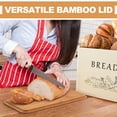 thumbnail image 4 of Walchoice Bread Box with Bamboo Lid for Kitchen Countertop, Farmhouse Metal Bread Storage Container Organizer, 13” x 7.2” x9.8” - Cream, 4 of 7