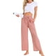 thumbnail image 2 of INSPIRAR CHIC Pantalones Palazzo de Pierna Ancha de Cintura Alta para Mujeres, Casual, con Cuerda, Cortos, L Rosa, 2 of 5