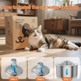 thumbnail image 4 of Cat Water Fountain Stainless Steel, YUWENUS 108oz/3.2L Pet Fountain with Water Level Window Automatic Water Dispenser with 4 Replacement Filters for Cats, Dogs, 4 of 12