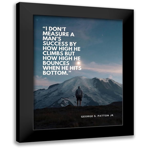 ArtsyQuotes 12x14 Black Modern Framed Museum Art Print Titled - George Patton Quote: How High He Climbs
