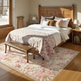 thumbnail image 4 of Lahome Decor 5'x7' Pink Floral Washable Rugs,5x7ft Rugs for Bedroom Girls Boho Area Rug,Vintage Rugs for Living Room Non Slip Low Pile Ultra-Thin Carpet for Farmhouse,Dining Room,Kids Playroom,Beige, 4 of 10