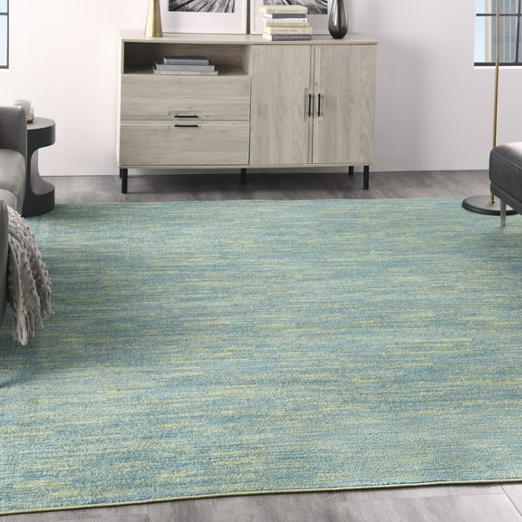 Nourison Essentials Indoor/Outdoor Blue Green 9' x SQUARE Area Rug, (9 Square)