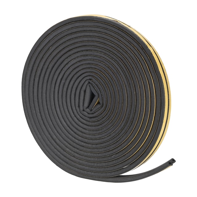 Burletes, 2uds 18 Pies x 3/8" Ancho x 1/4" Profundidad Autoadhesivo Espuma Sello Tira D Forma Aislamiento Cinta para Puerta Ventana, Negro