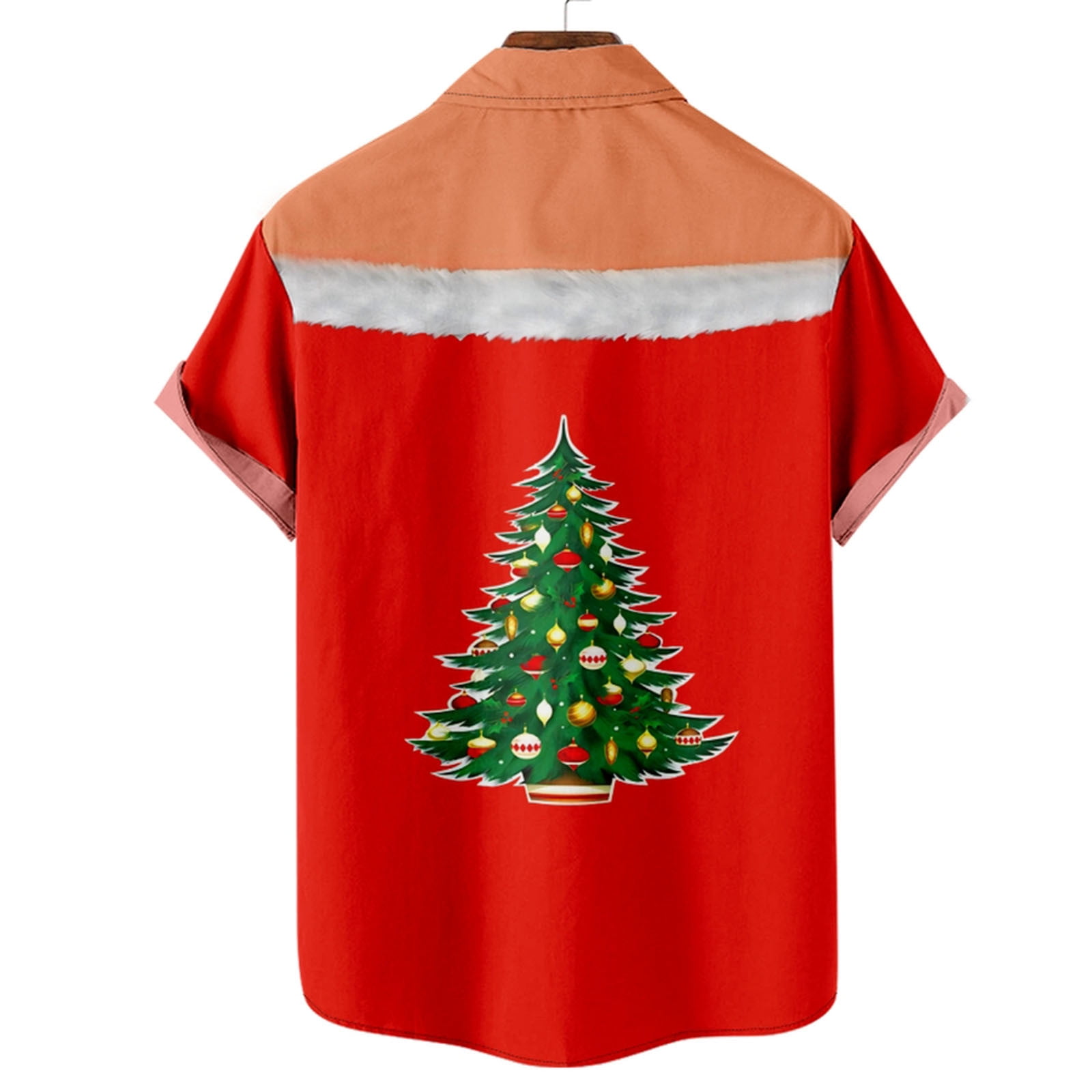 lcziwo Christmas Shirt Mens Novelty Santa Claus Party Aloha Button Down Holiday Shirt Beach Casual Short Sleeve Shirts Big and Tall 2024 Red L