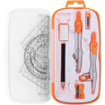 thumbnail image 1 of Cet Ensemble de Mathématiques et de Géométrie de 10 Pcs pour Étudiants Comprend une Boîte de Rangement Incassable, une Règle, un Rapporteur, une Boussole, une Gomme, un Taille-Crayon, une Pointe de Crayon et un Crayon pour Dessin et Dessin.,Orange, 1 of 8