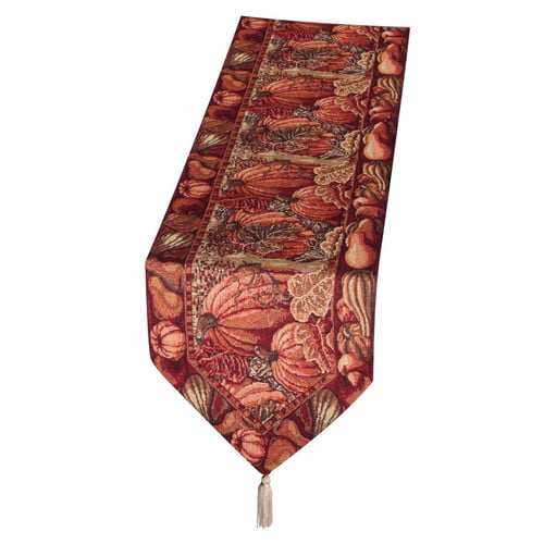 The Holiday Aisle Provost Pumpkins and Autumn Leaves Table Runner