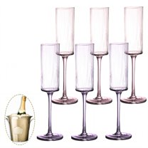 ACDANC 6Pcs Champagne Flutes Plastic 5.5 oz Non-Skid Bottom Champagne Glasses Party Cups for Dinner Vibe Mix2